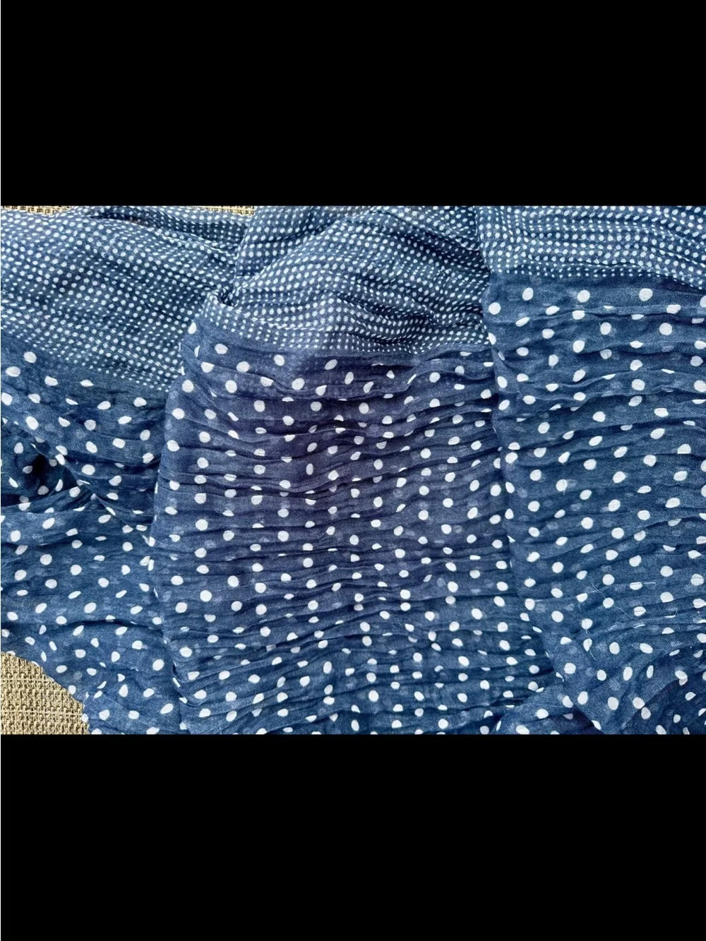 Women's polka dot scarf, dark blue and white